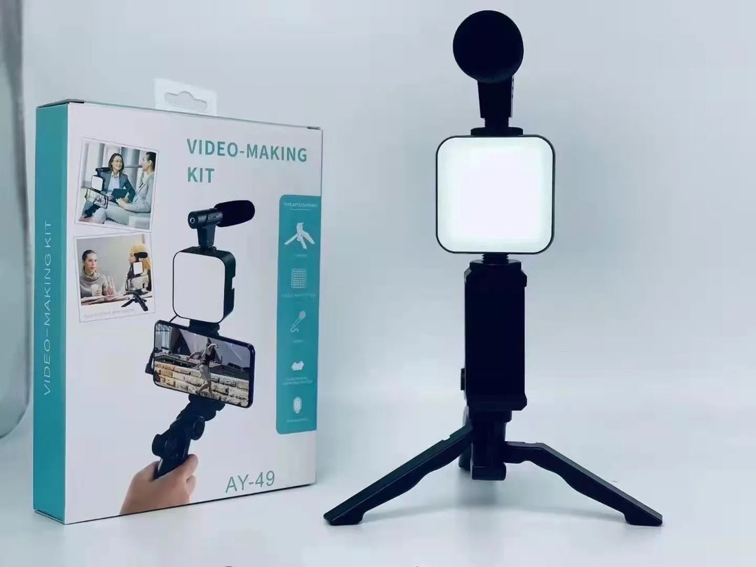 AY-49 Vlogging Kit – Tripod with Triple Ring Light for Video Making & Content Creation