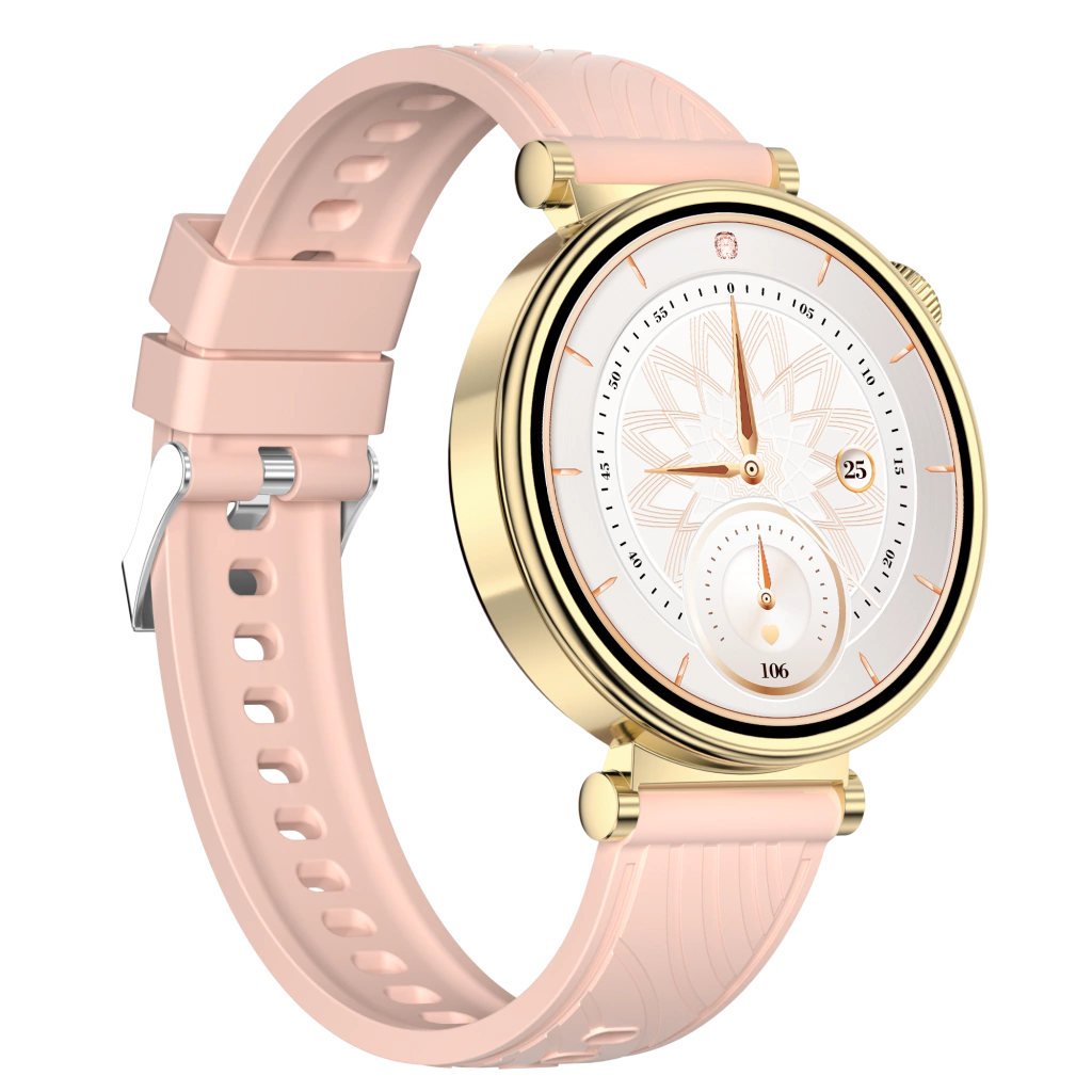 Aurafit (AM23)- Amoled Full Touch Display Ladies Smartwatch (Rose Gold)- 6 Months Official Warranty