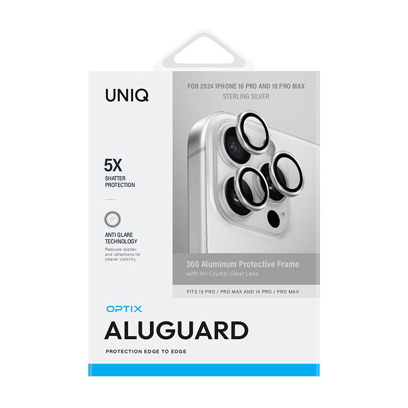Uniq Optix Aluminium Camera Lens Protector for iPhone 16 Pro / 16 Pro Max – Silver