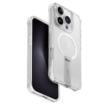 UNIQ Eleva Magclick Charging Compatible Phone Case with stand for iPhone 16 Pro Max – Clear
