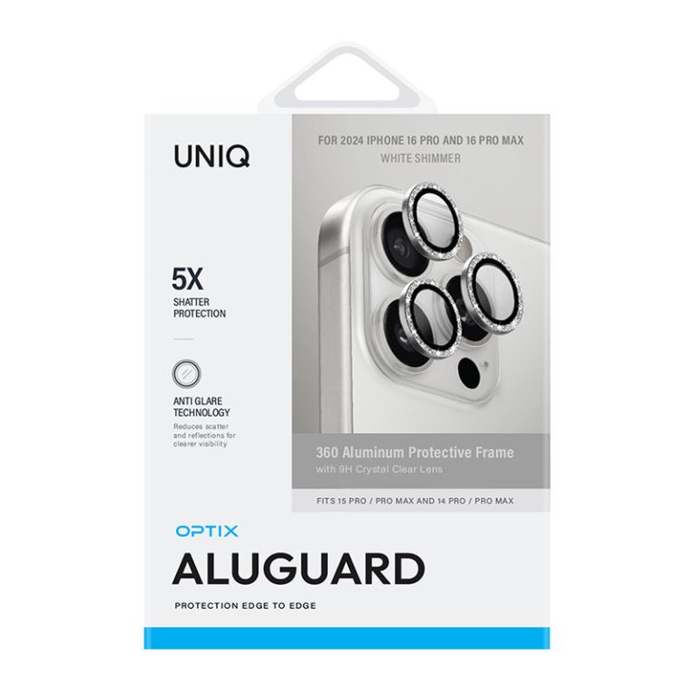 Uniq Optix Aluminium Camera Lens Protector for iPhone 16 Pro / 16 Pro Max – Shimmer White