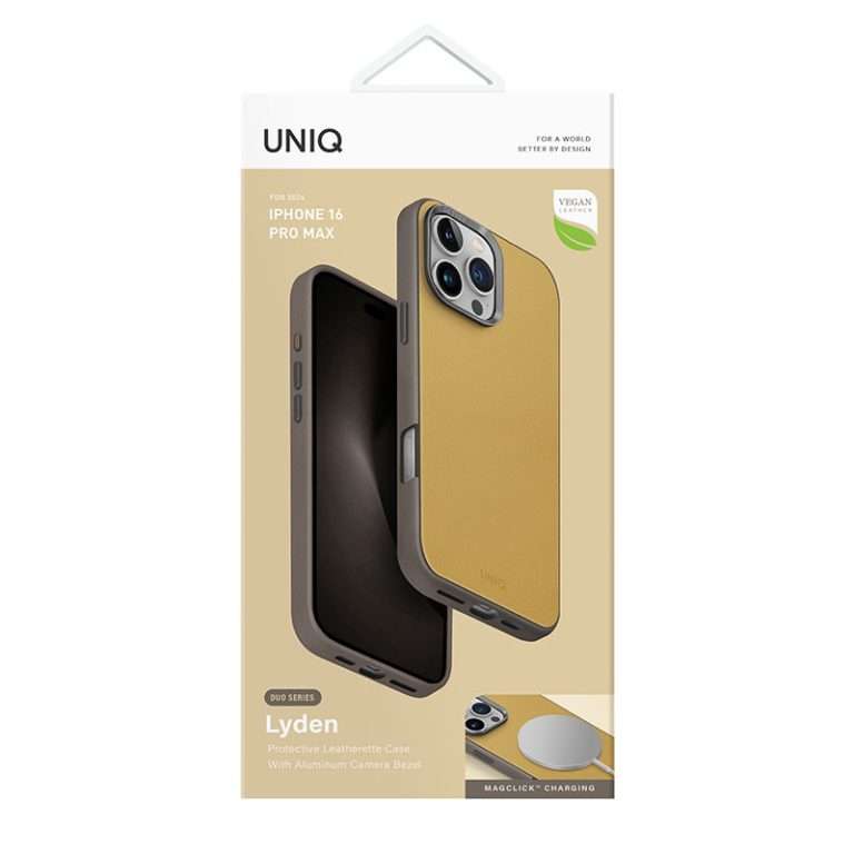 UNIQ Lyden DS MagSafe Charging Compatible Phone Case for iPhone 16 Pro Max – Yellow/Flint Grey