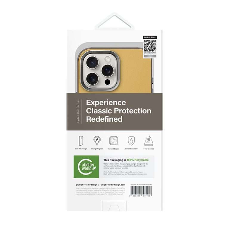 UNIQ Lyden DS MagSafe Charging Compatible Phone Case for iPhone 16 Pro Max – Yellow/Flint Grey