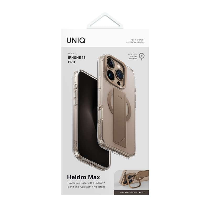Uniq Heldro Max MagClick MagSafe Charging Compatible Phone Case for iPhone 16 Pro Max – Taupe Gold