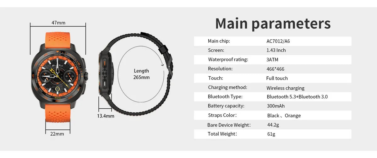 Aurafit Nexa 3 (AM32 )1.43* HD Curved Display Sports Smartwatch -6 Months Official Warranty
