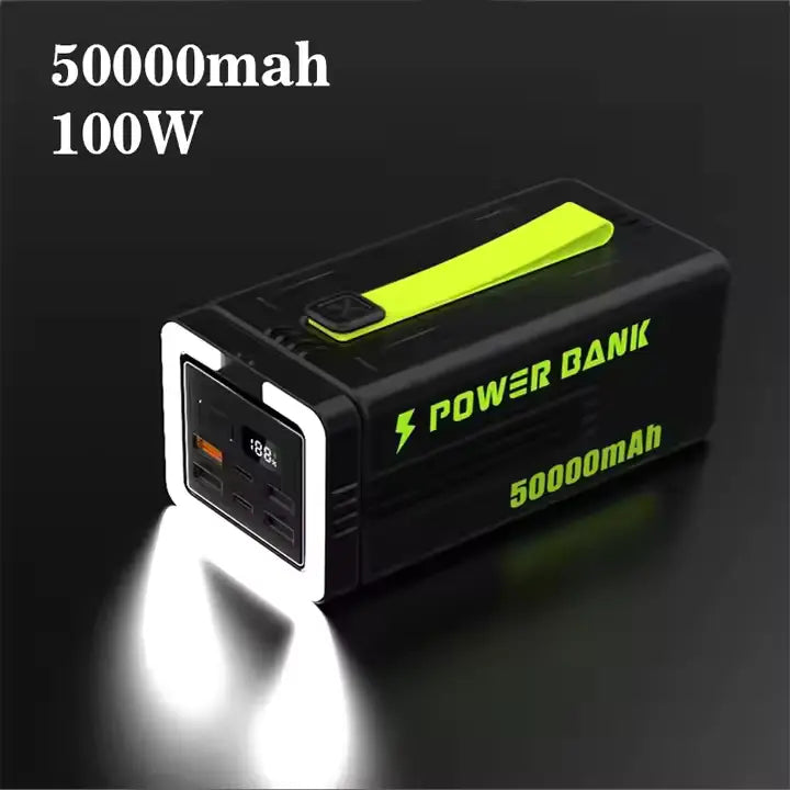 FAXITE Y50 50000mAh Power Bank – 22.5W Fast Charging, LED Light, High-Capacity Portable Charger (Black)