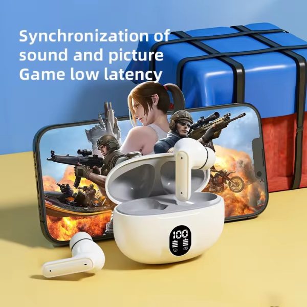 Wireless Bluetooth Earbuds with LED Display | In-Ear Stereo Headphones with Mic | Type-C Fast Charging | Bluetooth 5.3 | Compatible with Android & iPhone