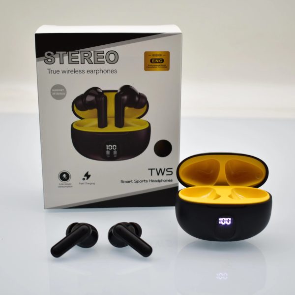 Wireless Bluetooth Earbuds with LED Display | In-Ear Stereo Headphones with Mic | Type-C Fast Charging | Bluetooth 5.3 | Compatible with Android & iPhone