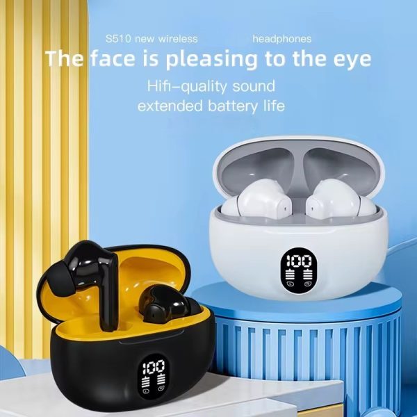 Wireless Bluetooth Earbuds with LED Display | In-Ear Stereo Headphones with Mic | Type-C Fast Charging | Bluetooth 5.3 | Compatible with Android & iPhone