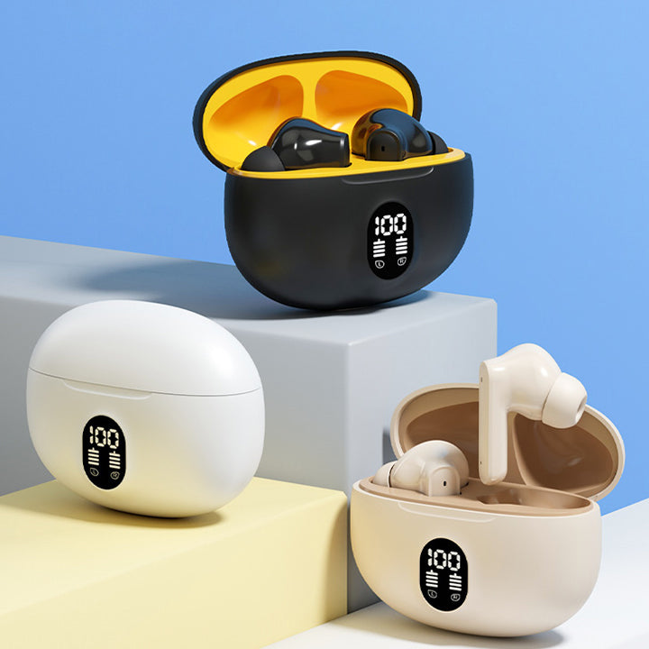 Wireless Bluetooth Earbuds with LED Display | In-Ear Stereo Headphones with Mic | Type-C Fast Charging | Bluetooth 5.3 | Compatible with Android & iPhone