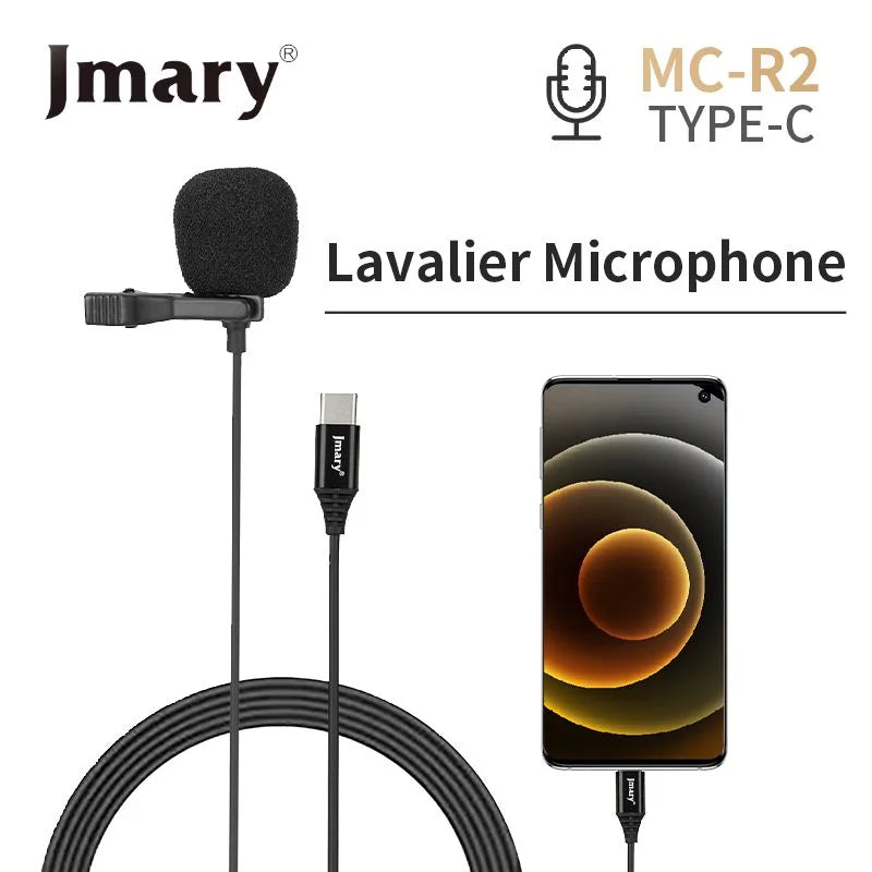 JMARY MC-R2 Type-C Lavalier Microphone – Clip-On Mic for Android & USB-C Devices