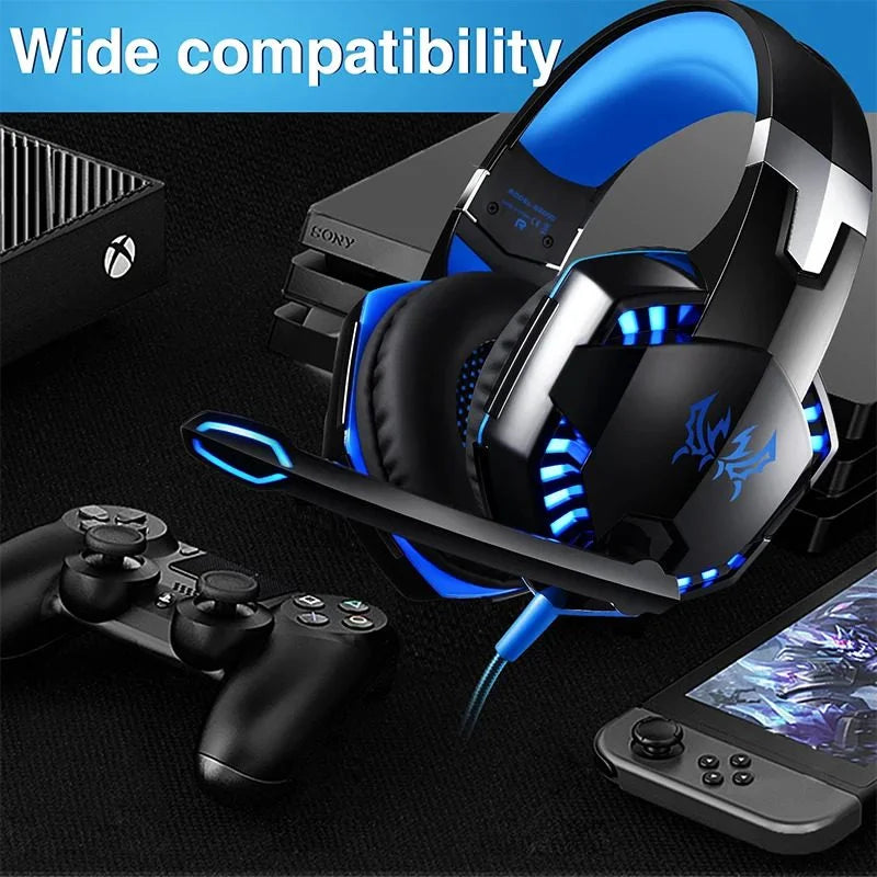 KOTION EACH G2000 Stereo Gaming Headset – Wired Headphones with Deep Bass, LED Light & Mic