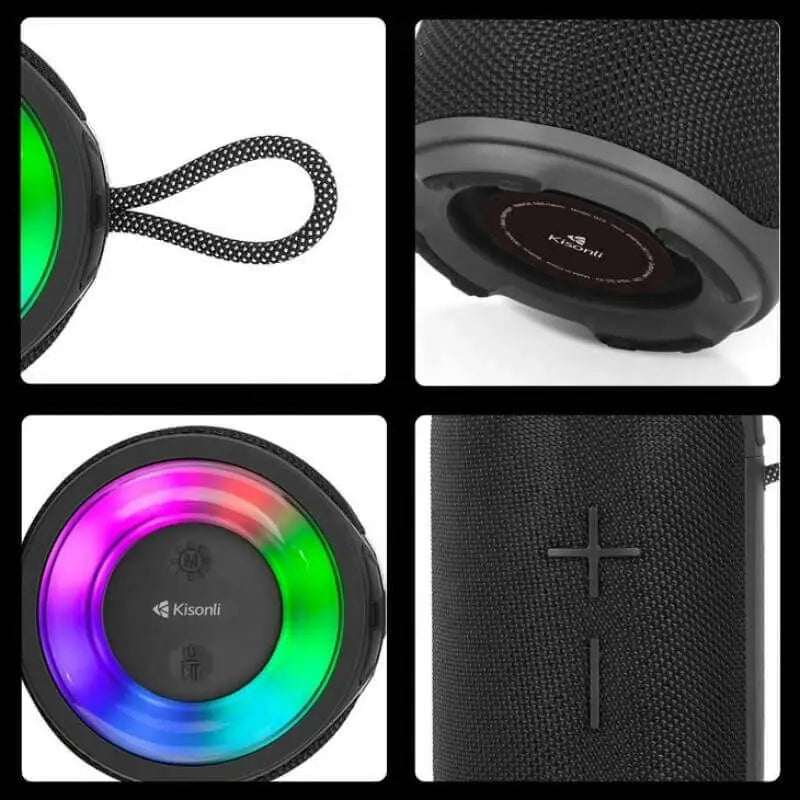 Kisonli Q28 10W Super Bass Bluetooth Speaker with FM, USB, TF, TWS & RGB Lights
