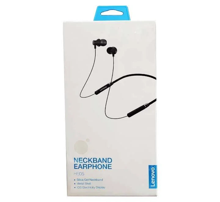 Lenovo HE05 Original Neckband Bluetooth Headphones – Magnetic Earbuds, Deep Bass, Long Battery Life