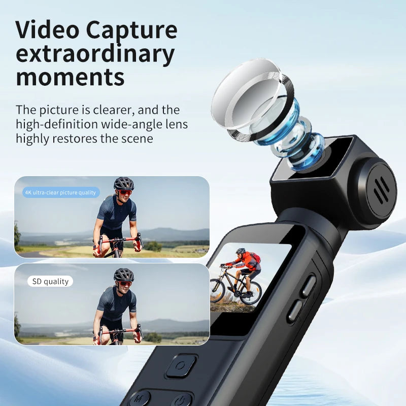 K1 Pocket 5K HD WiFi Action Camera – 270° Rotatable Handheld Vlogging & Sports Cam