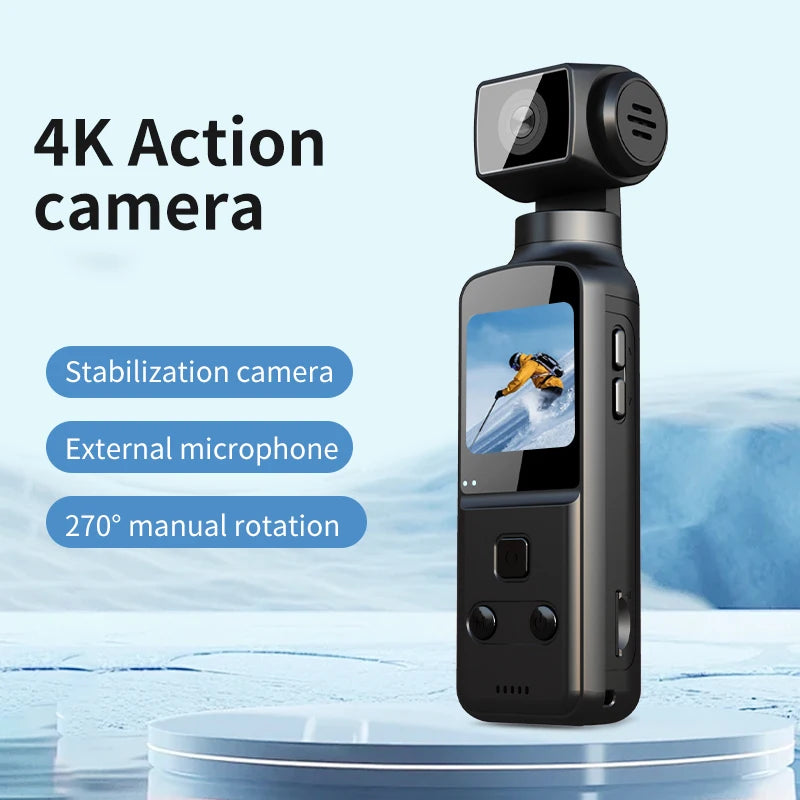 K1 Pocket 5K HD WiFi Action Camera – 270° Rotatable Handheld Vlogging & Sports Cam