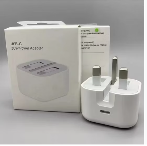 20W USB-C Power Adapter with 3-Pin Plug – Fast Charging Type-C PD Wall Charger