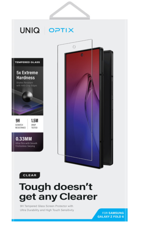 UNIQ OPTIX Vivid Clear Glass Screen Protector for Samsung Galaxy Z Fold 7 – Clear