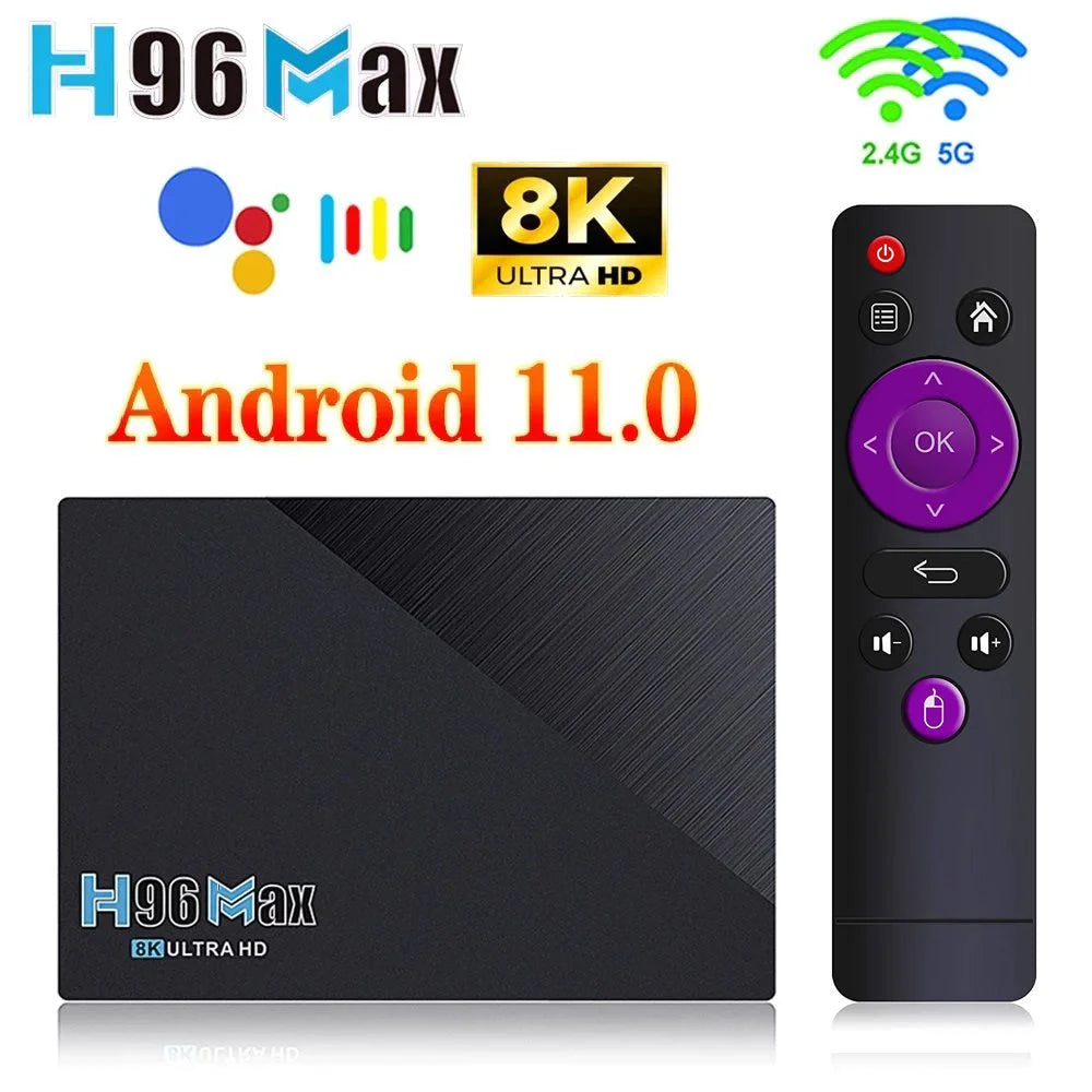 H96 Max Android 11.0 Smart TV Box – Quad-Core, 8GB RAM + 64GB ROM, 4K Ultra HD Streaming
