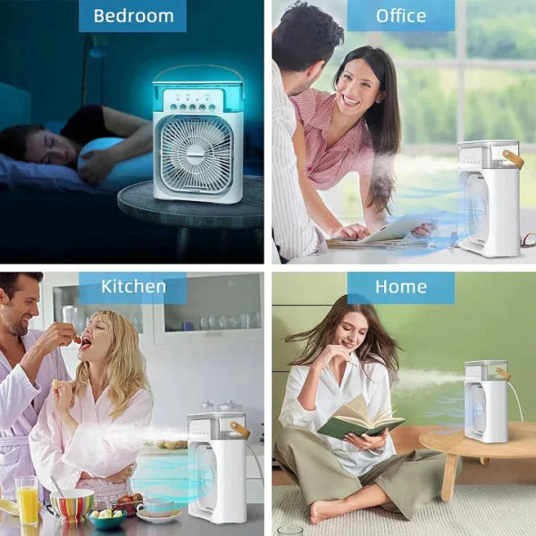 Portable Air Conditioner Fan Usb Electric Fan With Led Night Light, Fine Mist Water, And Humidifier Function | Led Night Light Water Mist – Random Color 10 Inch