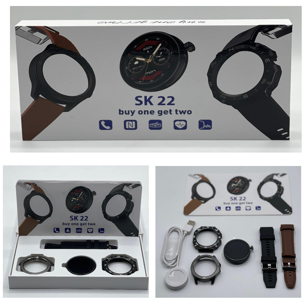Sk 22 Smartwatch With 2 Watch Body And 2 Stripes Amoled Display | Smart Watch For Men & Boys | Digital Watches | Smart Watch