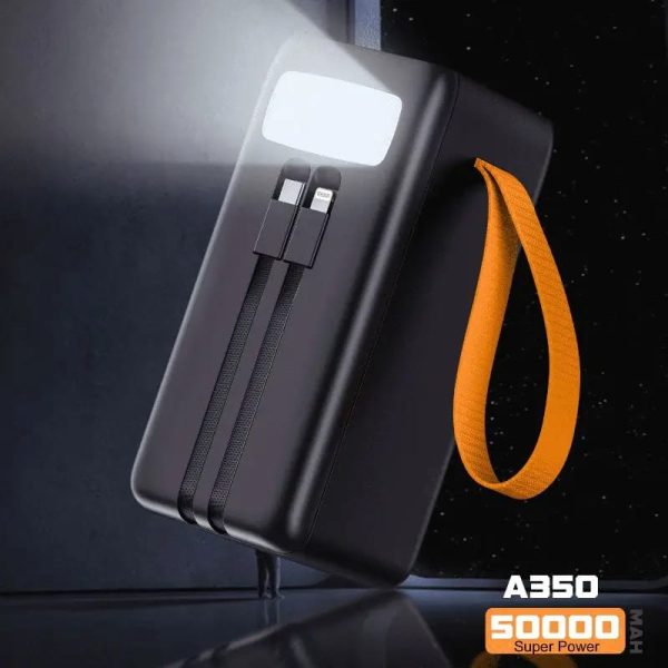 50000mAh High-Capacity Power Bank – Fast Charging with Built-In Flashlight (Random Color)