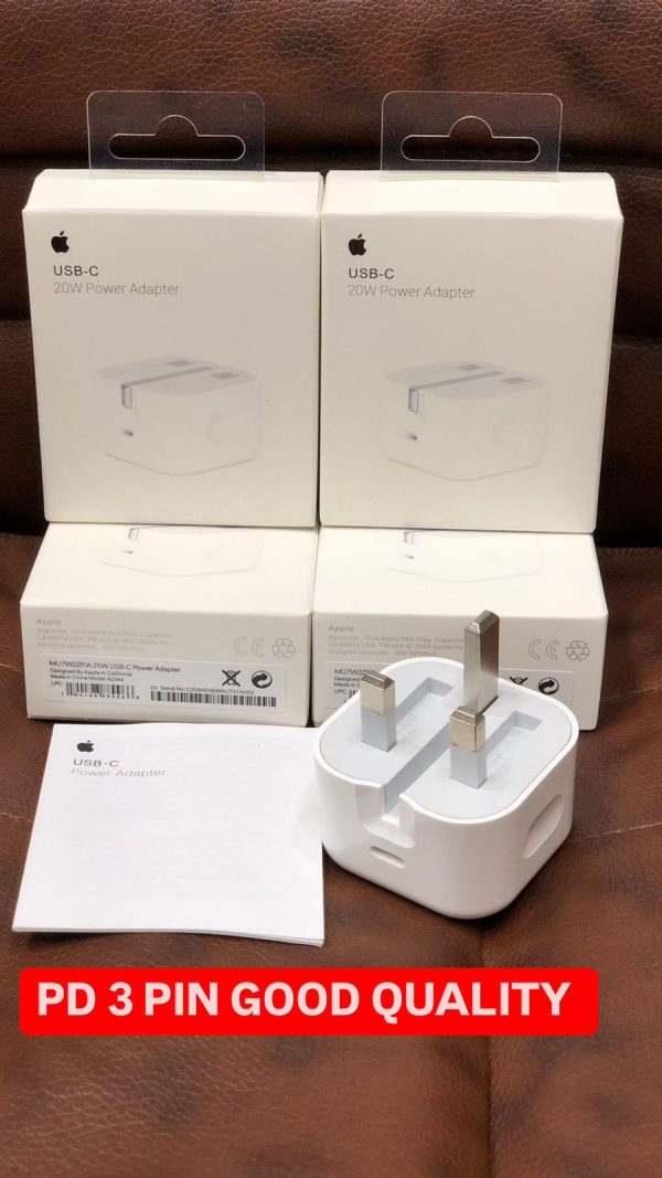 20W USB-C Power Adapter with 3-Pin Plug – Fast Charging Type-C PD Wall Charger