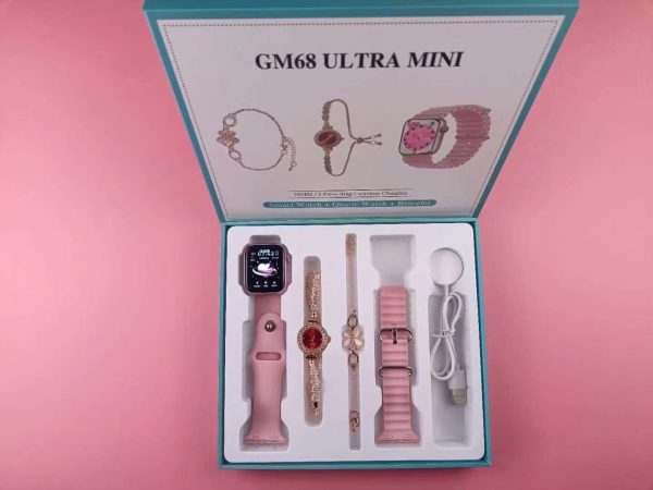 Gm68 Ultra Mini Smartwatch + Quartz Bracelet Watch Combo | Wireless Charging | Stylish Dual Watch Set