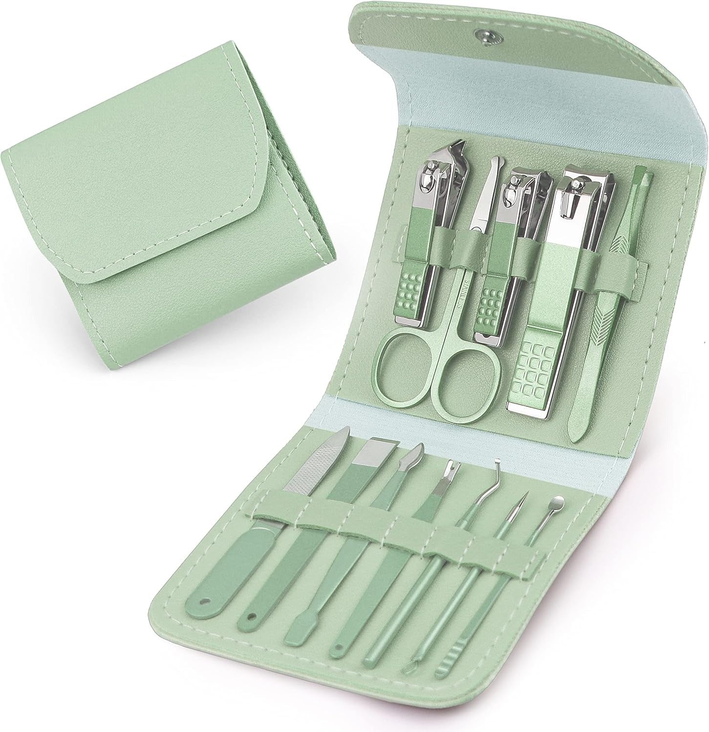 Brandomatic Manicure Kit, 16-in-1, Nail Clippers, Cuticle Scissors, Nail Files, Nail Polish Remover – Random Color