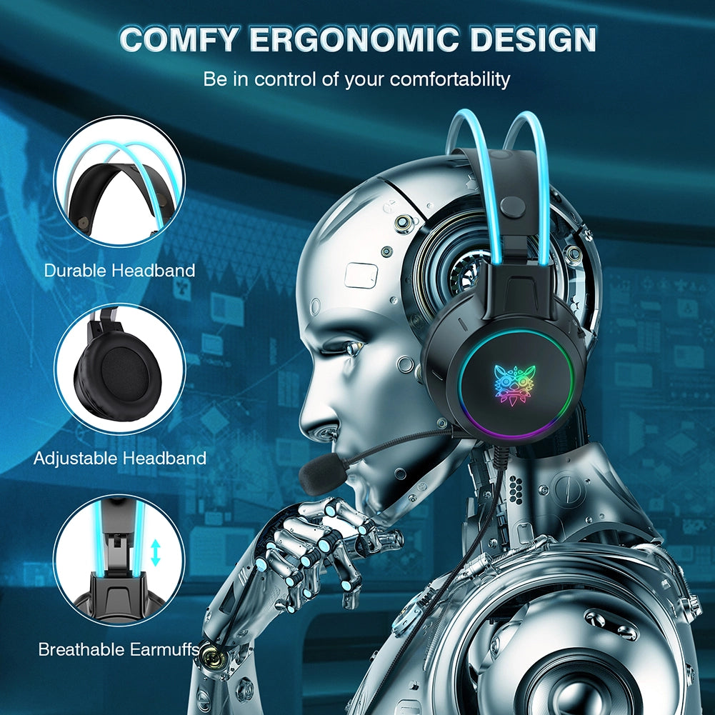 ONIKUMA X15 PRO RGB Gaming Headset with Mic – 3.5mm Wired, Stereo Surround Sound, Durable Head Beam