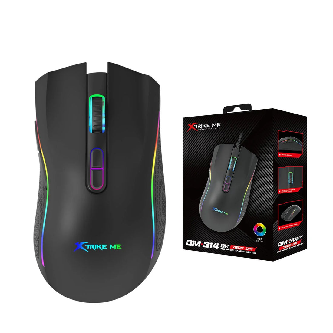 XTRIKE ME GM-314 BK Wired Gaming Mouse Black - Precision and Comfort for Gamers