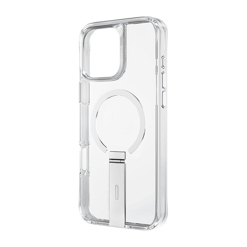 UNIQ Eleva Magclick Charging Compatible Phone Case with stand for iPhone 16 Pro Max – Clear