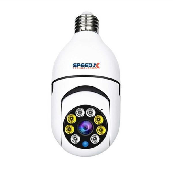 Speed-X SP-E27 Bulb Camera 1080P WiFi | 360° Panoramic Security Camera with Night Vision, Two-Way Audio, Motion Detection & V380Pro App