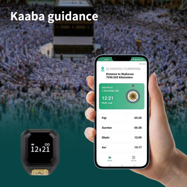 Smart Zikr Ring – Digital Tasbeeh Counter with Prayer Reminders & Qibla Direction | Islamic Gift – Random Color