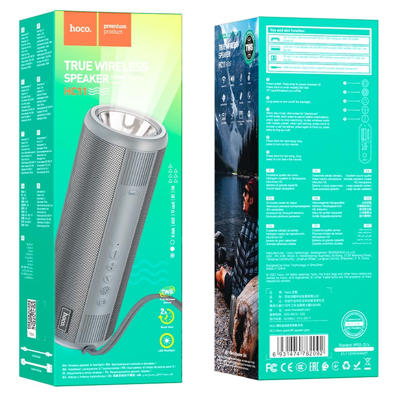 Hoco HC11 Bora Sports BT Wireless Speaker Flashlight