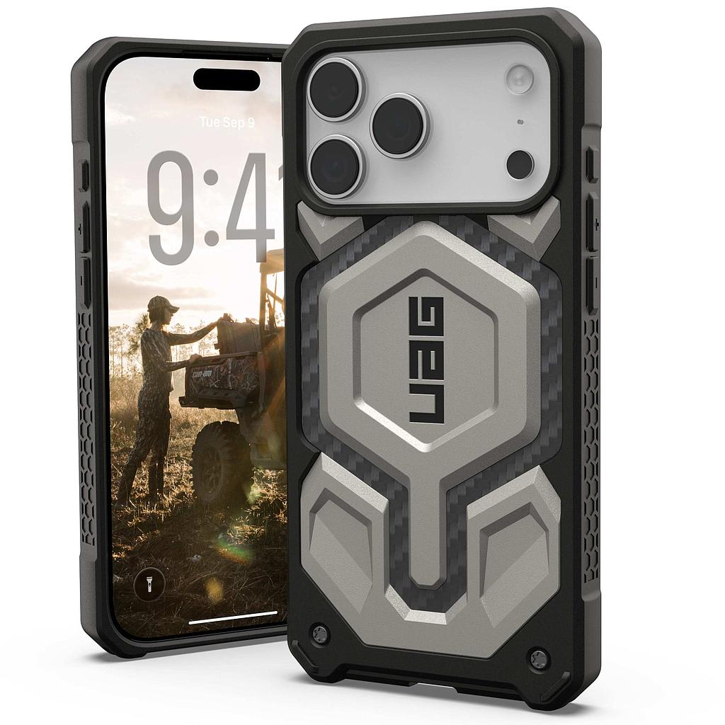 UAG iPhone 17 Pro Max Monarch Pro Series Phone Case - Carbon Fiber / Titanium