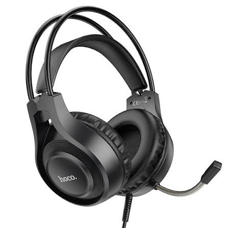 Hoco Tiger Gaming Wired Headset 3.5mm Jack, HD Microphone, 50mm Drivers, Stereo Sound, 1.8m Cable W106 - Black