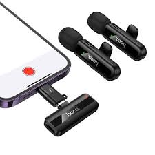 Hoco Fair Dual Mic Lavalier Wireless Microphone with Type C + Lightning Connectors - L20A - Black