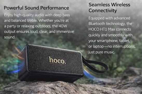 Hoco HT1 Max Marquis 40W Bluetooth Speaker with Deep Bass - Black