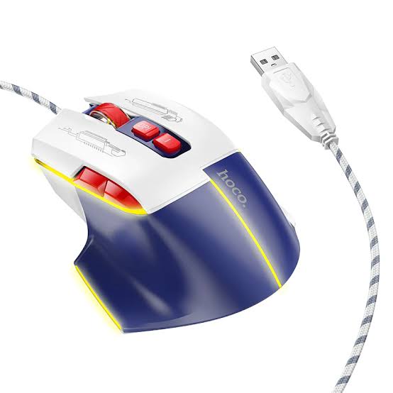 HOCO Luminous Gaming Wired Mouse, 3600DPI, 7 Buttons Dynamic LED Color Ergonomic Silent Mouse -GM31