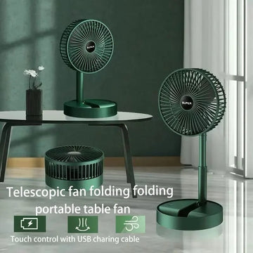 Portable Rechargeable Telescopic Folding Fan | Usb Foldable | Table Desk Fan | Telescopic Design Floor | 3 Speeds Rechargeable, Foldable, Adjustable Height Fan (rechargeable) (random Color)