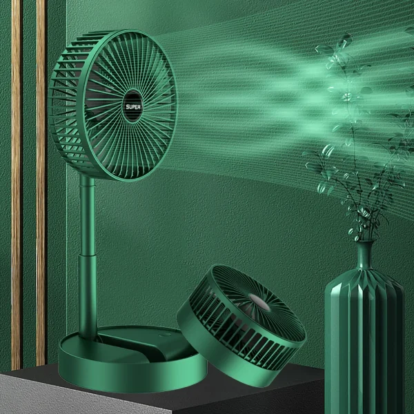 Portable Rechargeable Telescopic Folding Fan | Usb Foldable | Table Desk Fan | Telescopic Design Floor | 3 Speeds Rechargeable, Foldable, Adjustable Height Fan (rechargeable) (random Color)