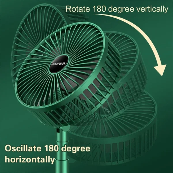 Portable Rechargeable Telescopic Folding Fan | Usb Foldable | Table Desk Fan | Telescopic Design Floor | 3 Speeds Rechargeable, Foldable, Adjustable Height Fan (rechargeable) (random Color)