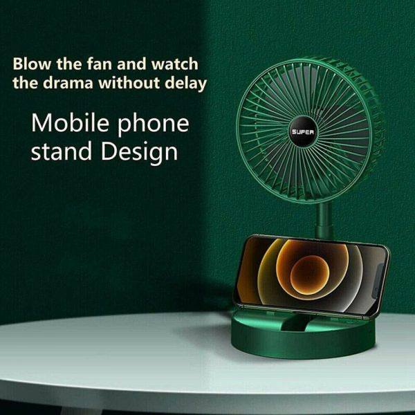 Portable Rechargeable Telescopic Folding Fan | Usb Foldable | Table Desk Fan | Telescopic Design Floor | 3 Speeds Rechargeable, Foldable, Adjustable Height Fan (rechargeable) (random Color)
