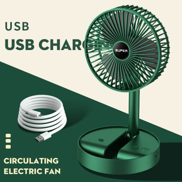 Portable Rechargeable Telescopic Folding Fan | Usb Foldable | Table Desk Fan | Telescopic Design Floor | 3 Speeds Rechargeable, Foldable, Adjustable Height Fan (rechargeable) (random Color)