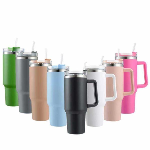 Stanley 40 Oz (1200ml) Stainless Steel Vacuum Insulated Tumbler With Straw – Leak-proof Quencher Cup For Hot & Cold Beverages, Travel Mug, Gym Water Bottle, Coffee Thermos -random Colors | Stanley | (with Box)