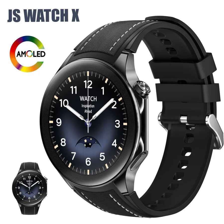 JS Watch X Smartwatch – 1.43" AMOLED Display, NFC, Bluetooth Calling, Auto Heart Rate Monitor – FitCloudPro App Compatible