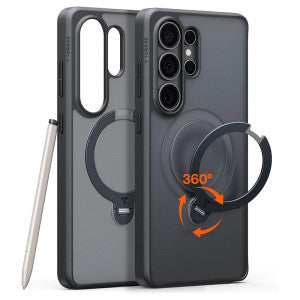 Torras Ostand Spin Magnetic (MagSafe Compatible) Series Phone Case for Samsung Galaxy S26 Ultra – Black