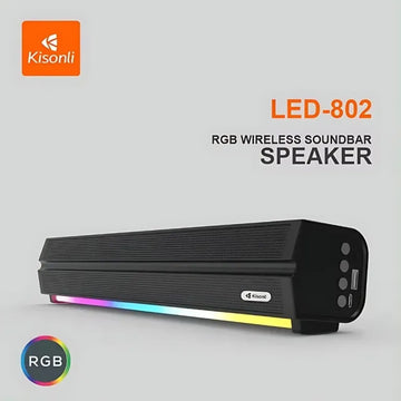 KISONLI LED-802 RGB Wireless Soundbar – Bluetooth 5.3, Modern Retro Design, RGB Lighting