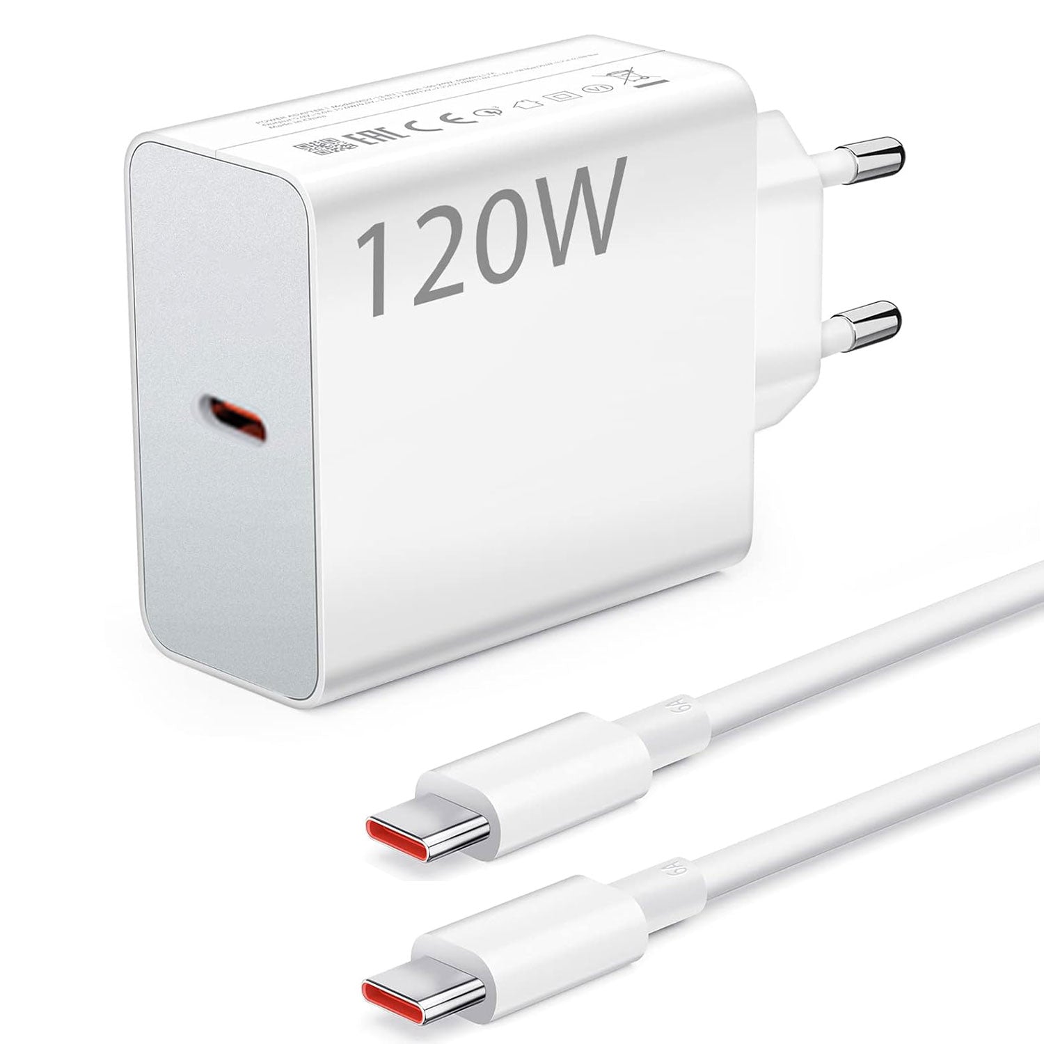 XIAOMI 120W EU Plug QC3.0 Fast Wall Charger with Type-C to C Cable – Ultra-Fast Charging Solution